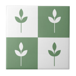 Trendy sage green leaf and white simple modern tegeltje
