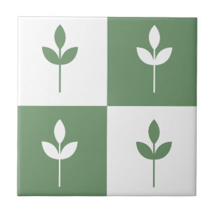 Trendy sage green leaf and white simple modern tegeltje