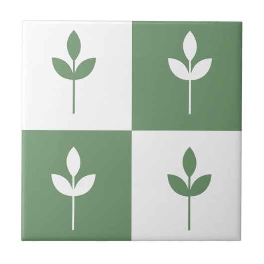 Trendy sage green leaf and white simple modern tegeltje (Voorkant)