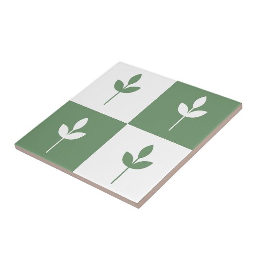 Trendy sage green leaf and white simple modern tegeltje (Zijkant)