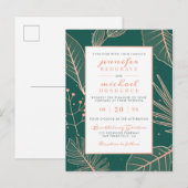Trendy Sage Green Modern Branches Stylish Wedding Uitnodiging Briefkaart (Voorkant / Achterkant)
