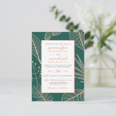 Trendy Sage Green Modern Branches Stylish Wedding Uitnodiging Briefkaart (Staand voorkant)