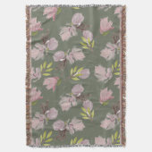Trendy sage green roze floral modern waterverf deken (Voorkant Verticaal)