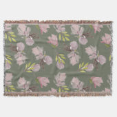 Trendy sage green roze floral modern waterverf deken (Voorkant)