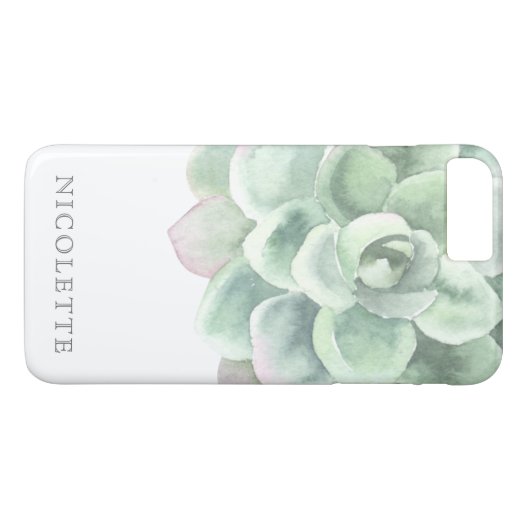 Trendy Sage Green Waterverf Succulent Case-Mate iPhone Case (Achterkant (Horizontaal))