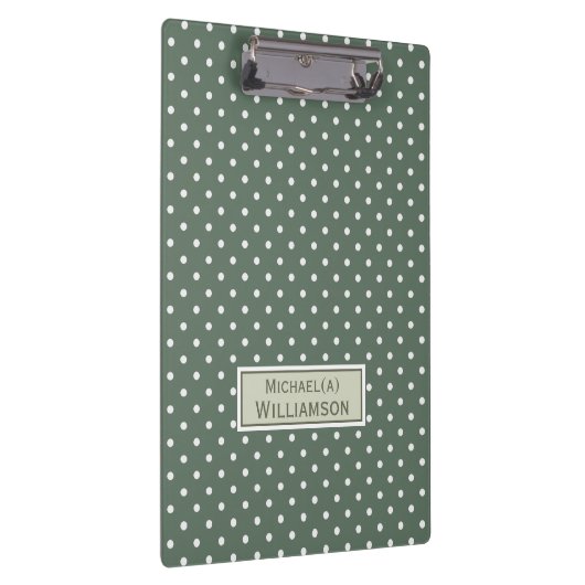 Trendy Sage Groen & Wit Polka Dot Custom Pattern Klembord (Rechts)