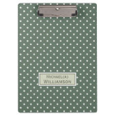Trendy Sage Groen & Wit Polka Dot Custom Pattern Klembord (Voorkant)