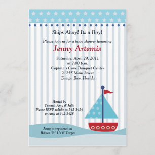 Trendy Sailboat 5x7 Baby shower Uitnodiging