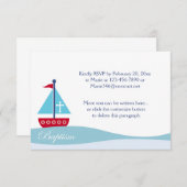 Trendy Sailboat Baptism RSVP Enclosure Cards (Voorkant / Achterkant)