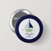 Trendy Sailboat Name Tag Button - Groen/blauw (Voorkant /achterkant)