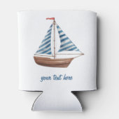 Trendy Sailboat Nautical Watercolor Blikjeskoeler (Achterkant)