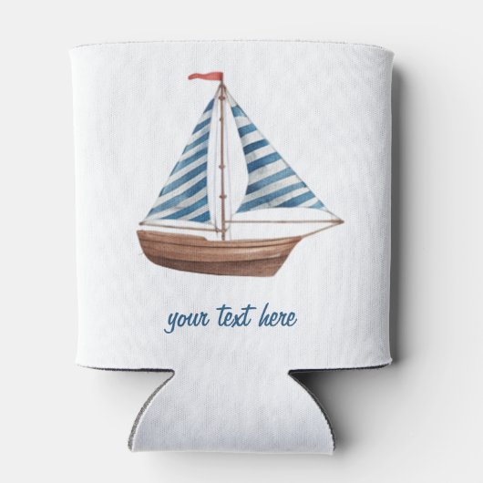 Trendy Sailboat Nautical Watercolor Blikjeskoeler (Achterkant)