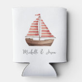 Trendy Sailboat Nautical Watercolor Personalized   Blikjeskoeler (Achterkant)