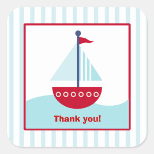 Trendy Sailboat Square Favor Stickers (6 Groot)