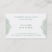 Trendy salie-groene mandala visitekaartje (Achterkant)