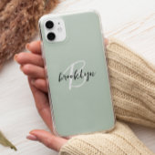 Trendy saliegroen zwart wit script monogram  Case-Mate iPhone case