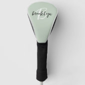 Trendy saliegroen zwart wit script monogram  golfheadcover (Voorkant)