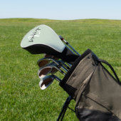 Trendy saliegroen zwart wit script monogram  golfheadcover (Insitu)