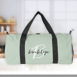 Trendy saliegroen zwart wit script monogram  plunjezak