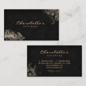 Trendy Salon Spa het Bloemen Zwarte Beige van het Visitekaartje (Voorkant / Achterkant)
