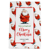 Trendy Santa Claus gift bag editable festive charm Medium Cadeauzakje (Achterkant)