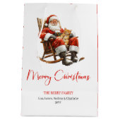 Trendy Santa Claus Modern Warmish Holiday Gift Bag Medium Cadeauzakje (Achterkant)