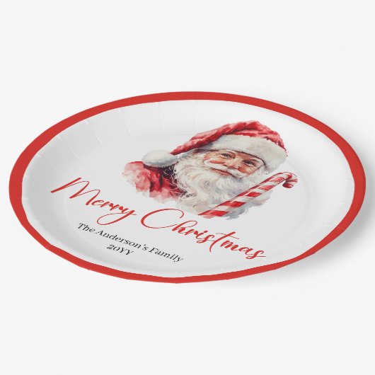 Trendy Santa Claus Modern Warmish Holiday Plates Papieren Bordje (Gekanteld)