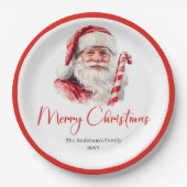 Trendy Santa Claus Modern Warmish Holiday Plates Papieren Bordje (Voorkant)