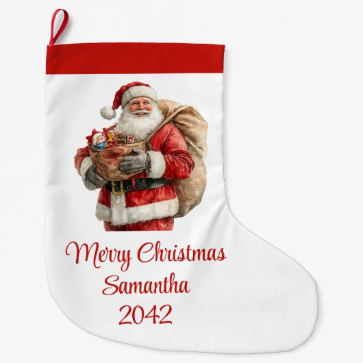 Trendy Santa Claus Modern Warmish Holiday Stocking Grote Kerstsok (Voorkant)