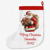 Trendy Santa Claus Modern Warmish Holiday Stocking Grote Kerstsok (Achterkant)