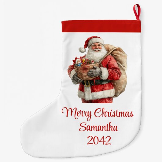 Trendy Santa Claus Modern Warmish Holiday Stocking Grote Kerstsok (Achterkant)