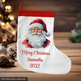 Trendy Santa Claus Watercolor Holiday Stocking Grote Kerstsok