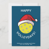 Trendy Santa Pet Pickleball Blue Christmas Feestdagenkaart (Voorkant)