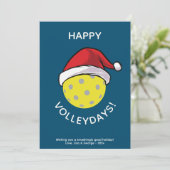 Trendy Santa Pet Pickleball Blue Christmas Feestdagenkaart (Staand voorkant)