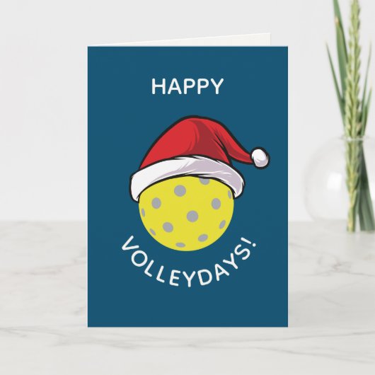 Trendy Santa Pet Pickleball Blue Christmas Foto Feestdagen Kaart (Voorkant)