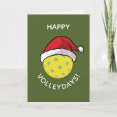 Trendy Santa Pet Pickleball Green Christmas Feestdagen Kaart (Voorkant)