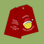 Trendy Santa Pet Pickleball Red Christmas Cadeaulabel<br><div class="desc">Trendy modern Pickleball kerstvakantie cadeau label. Gele pickleball bal met een rode kerstmuts. Prettige feestdagen</div>