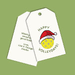 Trendy Santa Pet Pickleball White Christmas Cadeaulabel<br><div class="desc">Trendy modern Pickleball kerstvakantie cadeau label. Gele pickleball bal met een rode kerstmuts. Prettige feestdagen</div>