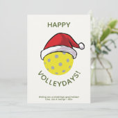 Trendy Santa Pet Pickleball White Christmas Feestdagenkaart (Staand voorkant)