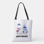 Trendy Santorini Griekenland Architectuur Reizen Tote Bag (Achterkant)