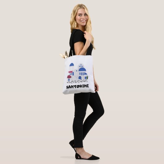 Trendy Santorini Griekenland Architectuur Reizen Tote Bag (Op model)