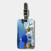 Trendy Santorini Griekenland Illustratie Bagagelabel (Voorkant verticaal)