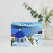 Trendy Santorini Griekenland Illustratie Briefkaart (Staand voorkant)