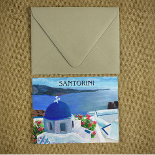 Trendy Santorini Griekenland Illustratie Briefkaart