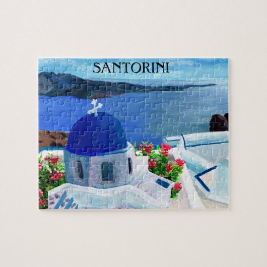 Trendy Santorini Griekenland Illustratie Legpuzzel (Horizontaal)