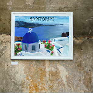 Trendy Santorini Griekenland Illustratie Poster