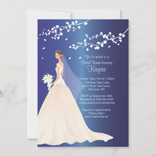 Trendy Sapphire Bride Vrijgezellenfeest Invite Kaart (Voorkant)