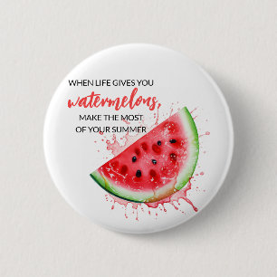 Trendy Sappig Watermeloen Zomerdesign Motivatie Ronde Button 5,7 Cm