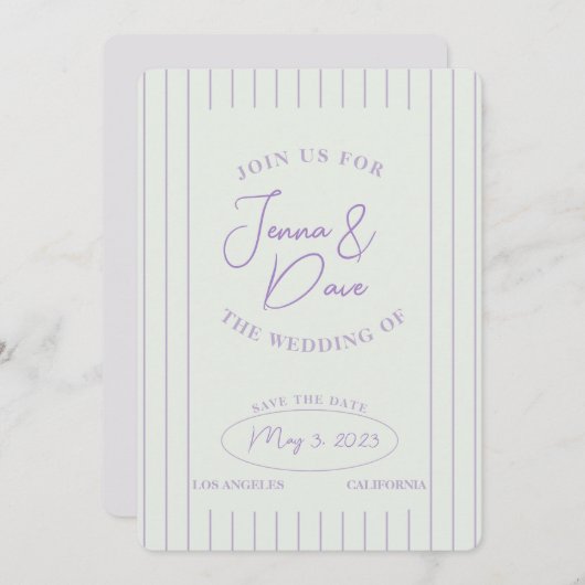 Trendy Save the Date Bruiloft Eenvoudig en modern (Voorkant / Achterkant)