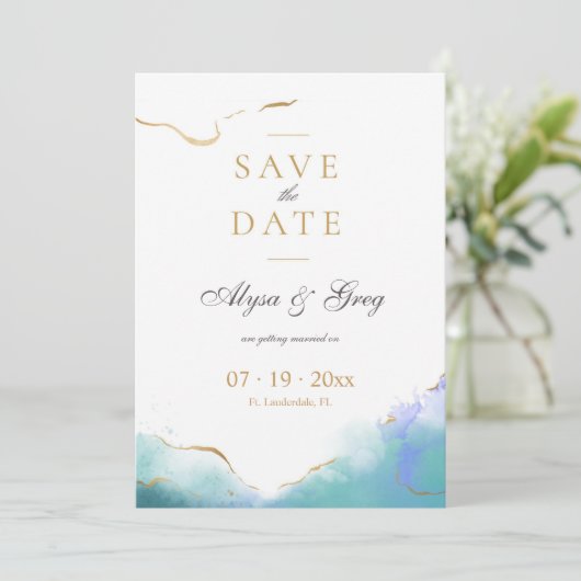 Trendy Save the Date Notice Aankondiging (Staand voorkant)